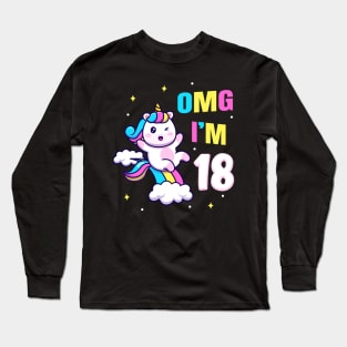 18. Geburtstag Geschenk Mädchen Einhorn Long Sleeve T-Shirt